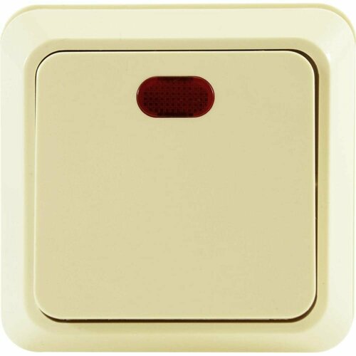 Выключатель одноклавишный с подсветкой, для открытой установки бежевый Jilion