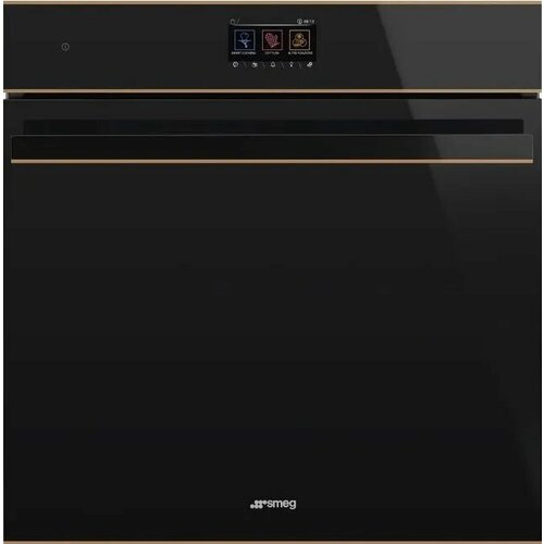 Духовой шкаф Электрический SMEG SO6604S4PNR комбинированный с паром черное стекло медный профиль 37769000₽