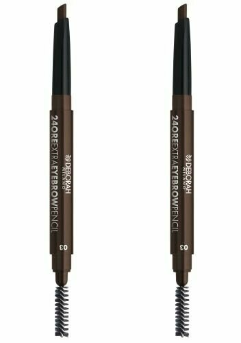 Карандаш-стайлер для бровей стойкий, Deborah Milano, 24Ore Extra Eyebrow Pencil тон 03 темный, 0.22 г, 2 шт