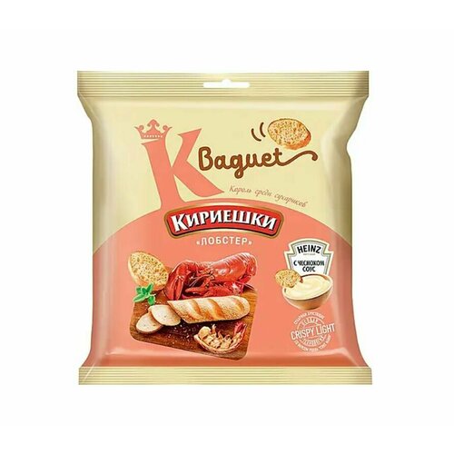 Кириешки Baguet сухарики со вкусом лобстера и с чесночным соусом Heinz 70г