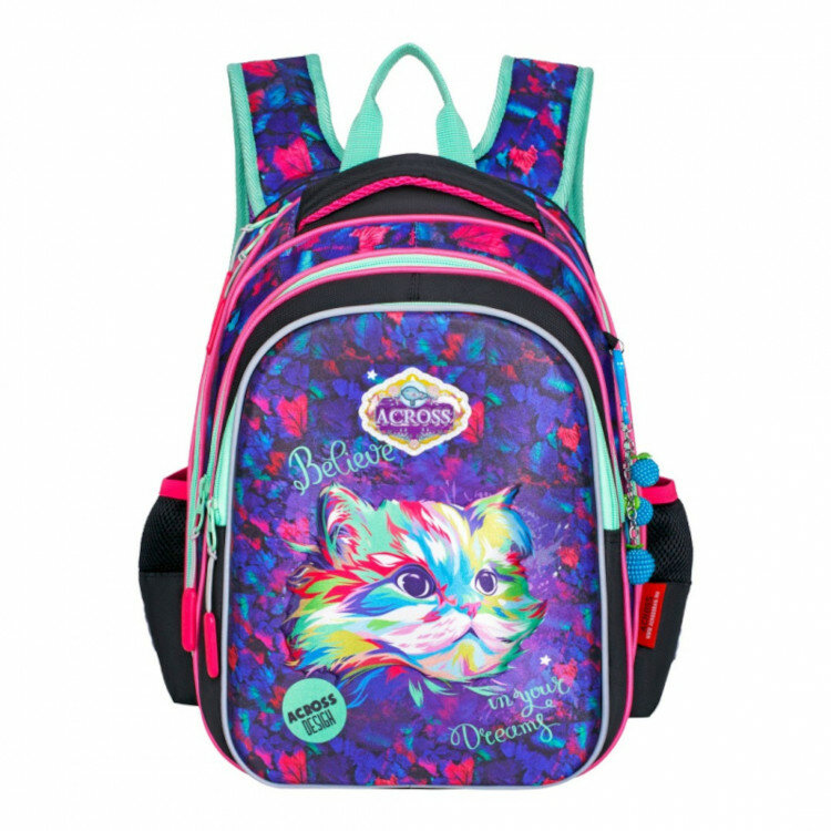 фото Рюкзак школьный с пеналом и мешком для обуви Across ACR22-410-7 Котик