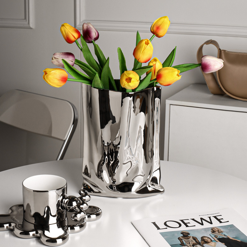 Ваза для цветов сухоцветов из керамики MyPads идеально подойдет для любого интерьера Y239430, декоративная в минималистичном стиле, ваза для цветов.