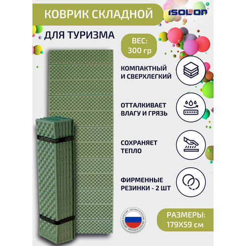 Коврик складной туристический Camping Flex 179х59х1.5 см. хаки
