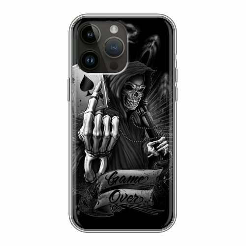 Дизайнерский силиконовый чехол для Айфон 14 Про Макс / Iphone 14 Pro Max Скелет и туз