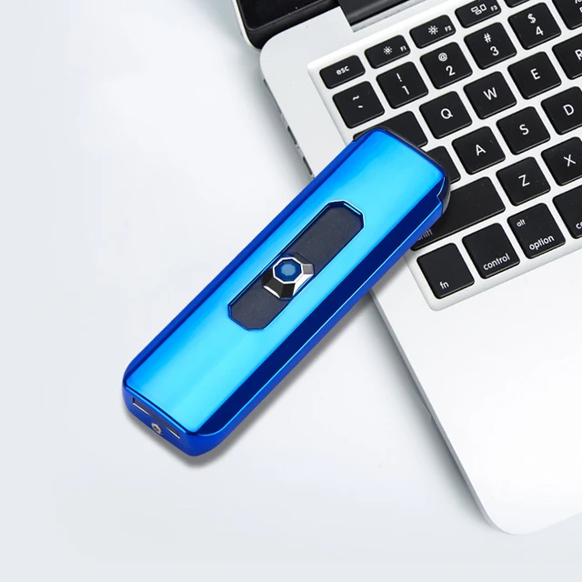 Электронная зажигалка-прикуриватель USB цвет Синий - фотография № 1
