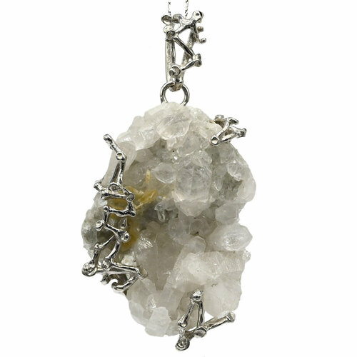 фото Подвеска, агат, белый кулон горный хрусталь 35*50мм