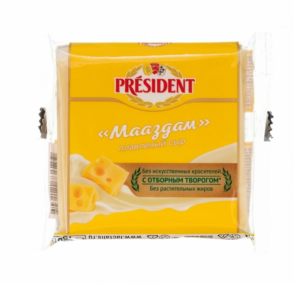 Сыр плавленый ломтевой Мааздам ТМ President (Президент)