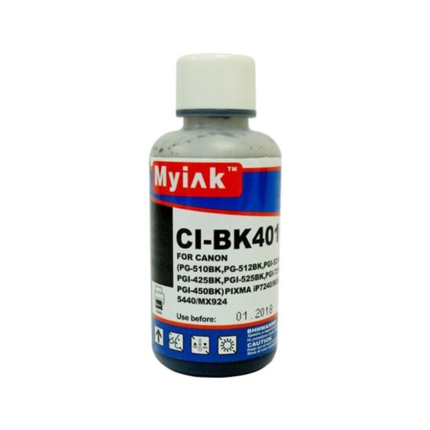 Чернила для CANON PG-450/425/510/512/PGI-520/525/725 (100мл, Pigment, black) CI-BK401 EverBrite™ MyInk