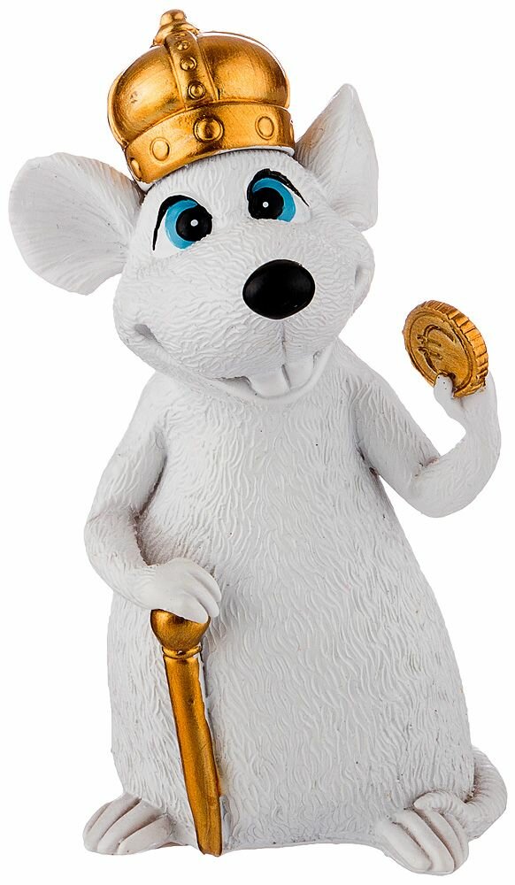фото Фигурка мышонка Король с монетой Размер: 9,5*5*4 см