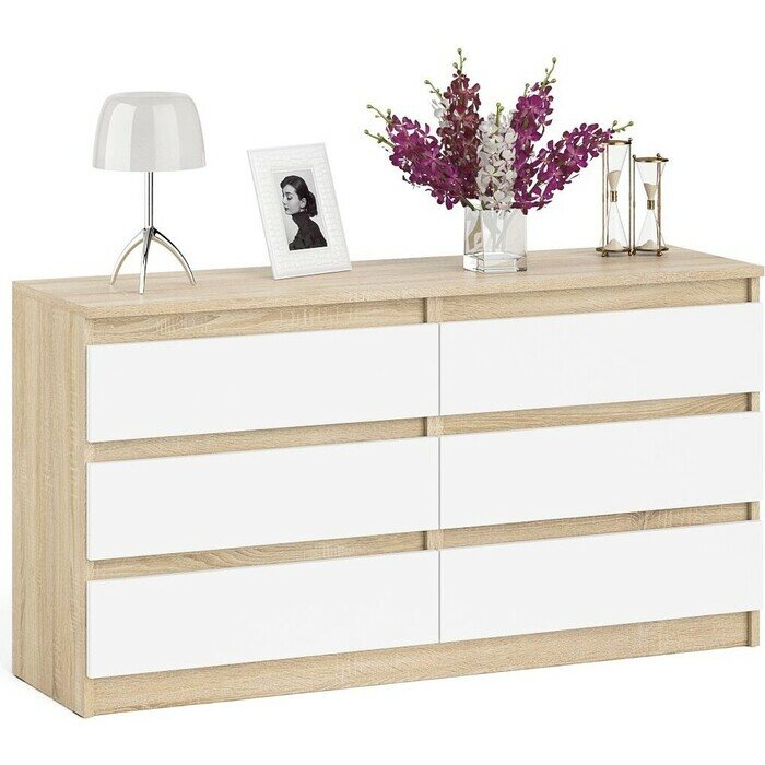 фото Комод СВК Мори МК1380.6, цвет дуб сонома/белый (1025910)
