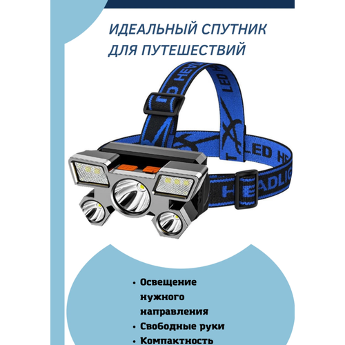 мощный светодиодный фонарь с магнитным креплением универсальный ручной фонарик с регулировкой угла наклона Фонарь налобный светодиодный аккумуляторный/Фонарик мощный для бега, рыбалки. охоты, работы, путешествия, чтения дома