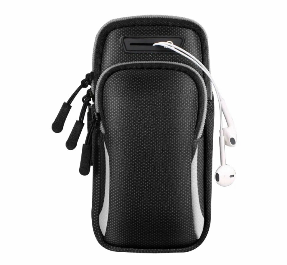 Спортивный чехол на руку для телефона, сумка на плечо, сумка для бега на запястье, черный с серым