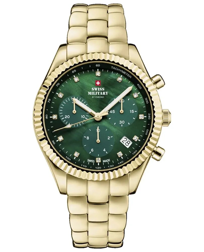 Наручные часы SWISS MILITARY BY CHRONO Женские швейцарские часы-хронограф Swiss Military by Chrono Elegant Sports SM30207.04 с гарантией 