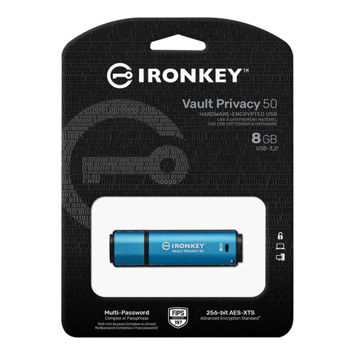 USB-накопитель с аппаратным шифрованием Kingston IronKey Vault Privacy 50, 8GB, USB-A, синий