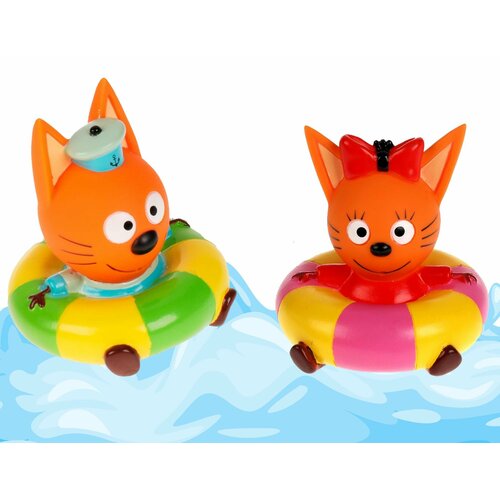 Набор игрушек для купания Три Кота: Коржик и Карамелька на круге игрушки для купания капитошка игрушка для ванны коржик на круге три кота