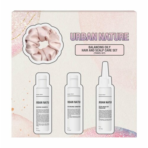 URBAN NATURE Набор для волос Балансирующий trevel set (Резинка для волос + Шампунь + Кондиционер + Пилинг)