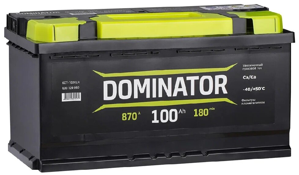 Аккумулятор автомобильный Dominator 100 А/ч 870 A обр. пол. Евро авто (353x175x190)