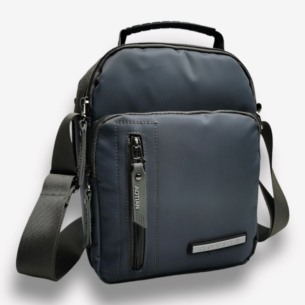 фото Сумка через плечо, сумка-мессенджер, сумка на плечо, текстильная сумка, серая