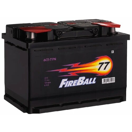 Аккумулятор автомобильный Fire Ball 77 А/ч 670 А прям. пол. Росс. авто (278x175x190)