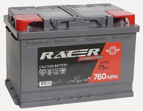 Изображение товара Аккумулятор автомобильный Racer 75 А/ч 760 А обр. пол. низкий Евро авто (278х175х175)