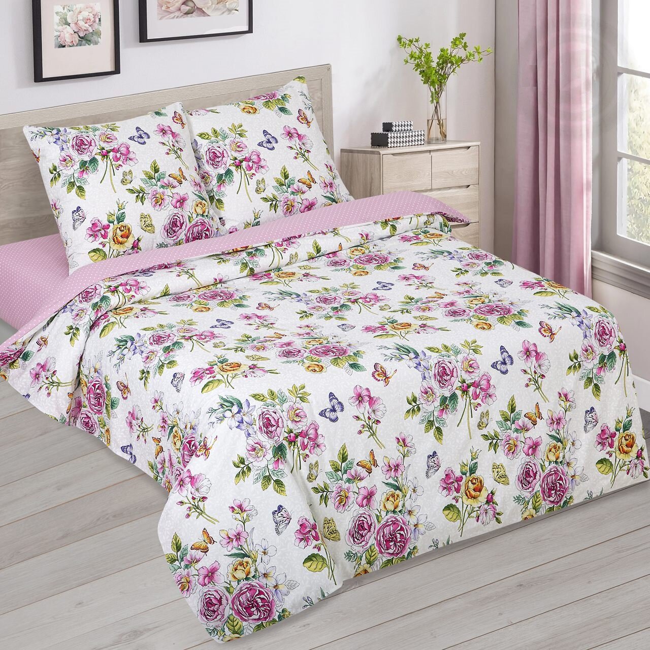 фото Постельное Белье 1.5-спальное Поплин (70х70 2 шт) "Мгновение арт. 900" (цветы)