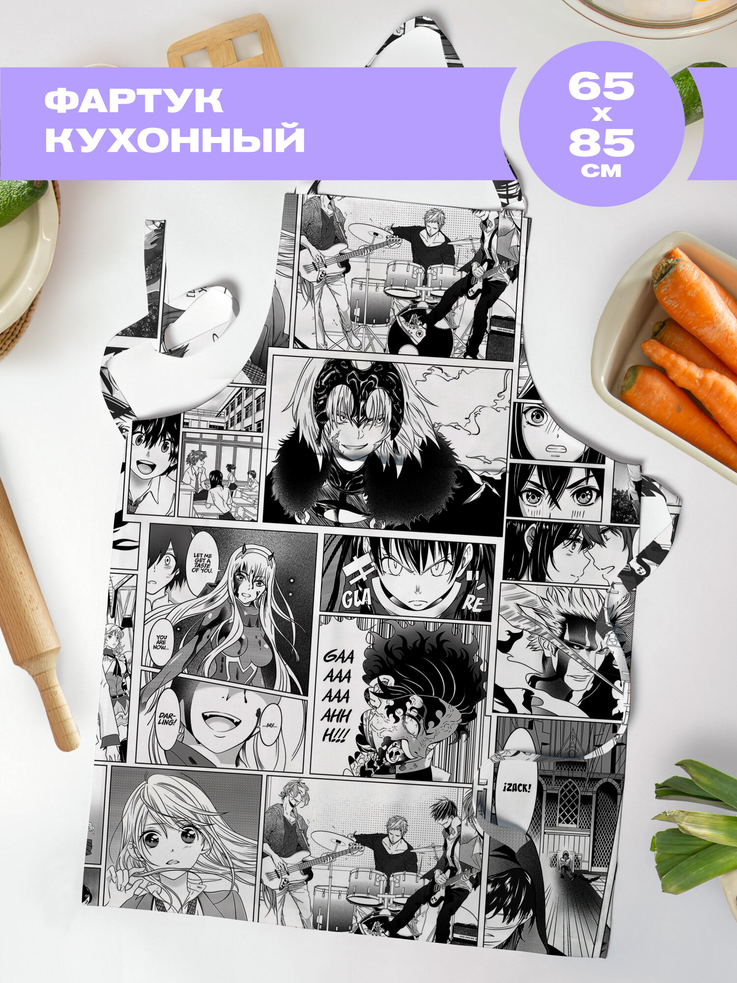 Фартук рогожка 65х85 с карманом "Crazy Getup 16619-1 Manga Anime