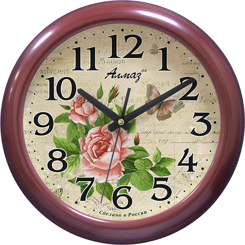 Часы настенные кварцевые бесшумные алмаз Н83 