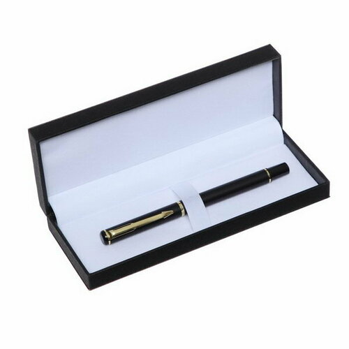 Ручка подарочная роллер, в кожзам футляре ПБ IT, корпус черный/золото/серебро