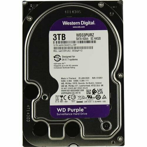 Жесткий диск 3TB WD Surveillance Purple WD33PURZ SATA-III 5400rpm 64Mb 35 880000₽