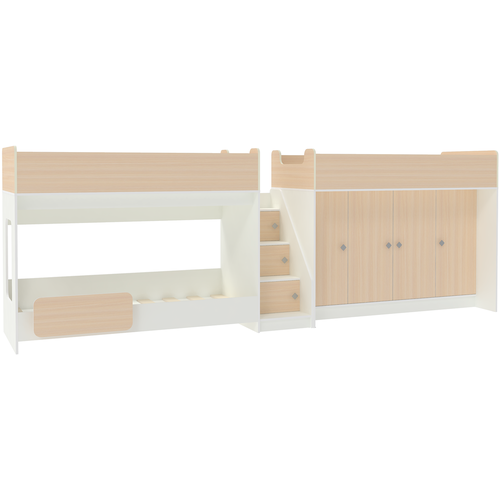 Трехъярусная кровать Л-43.4.3 Белый Дуб Молочный