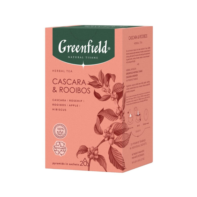 Чай травяной Greenfield Cascara & Rooibos в пирамидках, 20х1,8 г - фото №13