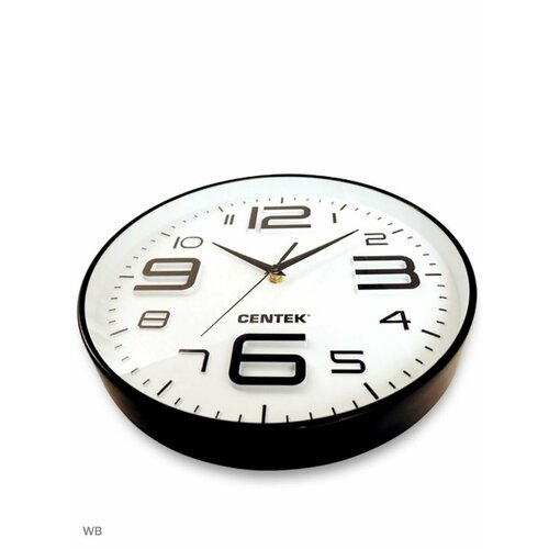 Часы настенные Centek CT-7101 30 см диам, круг, объёмные цифры, плавный ход