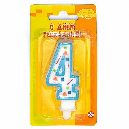 Свеча Цифра 4 Голубое Конфетти 7см 107557 332₽