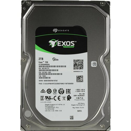 Жёсткий диск 2Tb SATA-III Seagate Exos 7E10 (ST2000NM000B) 2000 Гб, HDD, SATA-III, форм фактор 3.5