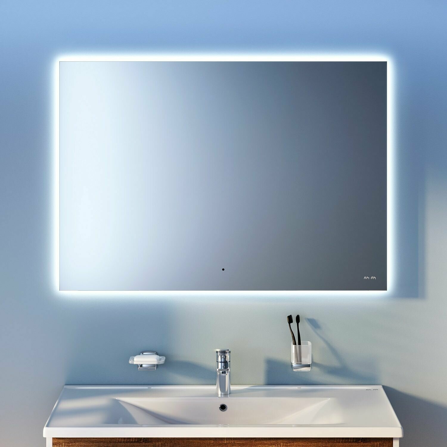 Зеркало для ванной AM.PM X-Joy M85MOX11001S 100 см LED-подсветка по периметру бесконтактный ИК-сенсор функция диммирования еврокромка