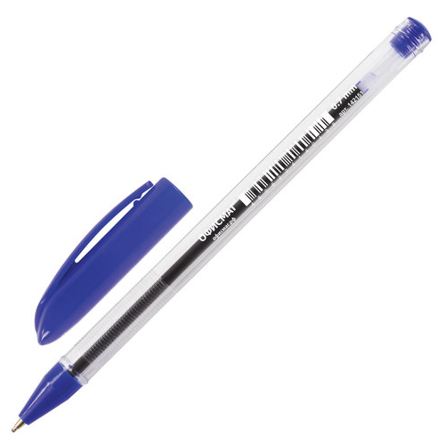 Ручка шариковая масляная офисмаг, синяя, корпус оранжевый, узел 0,7 мм, линия письма 0,35 мм, 143221, 50 штук в упаковке