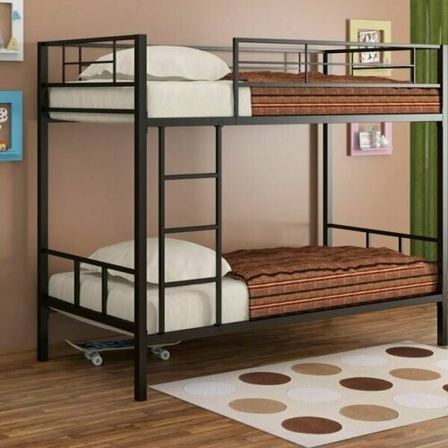 Металлическая двухъярусная кровать Венеция 80 на 190 цвет Черный
