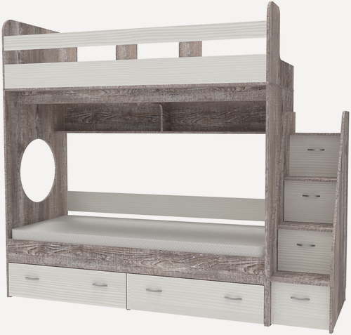 Изображение товара Двухъярусная кровать Юниор 1 80x190 Бетон Белое Дерево