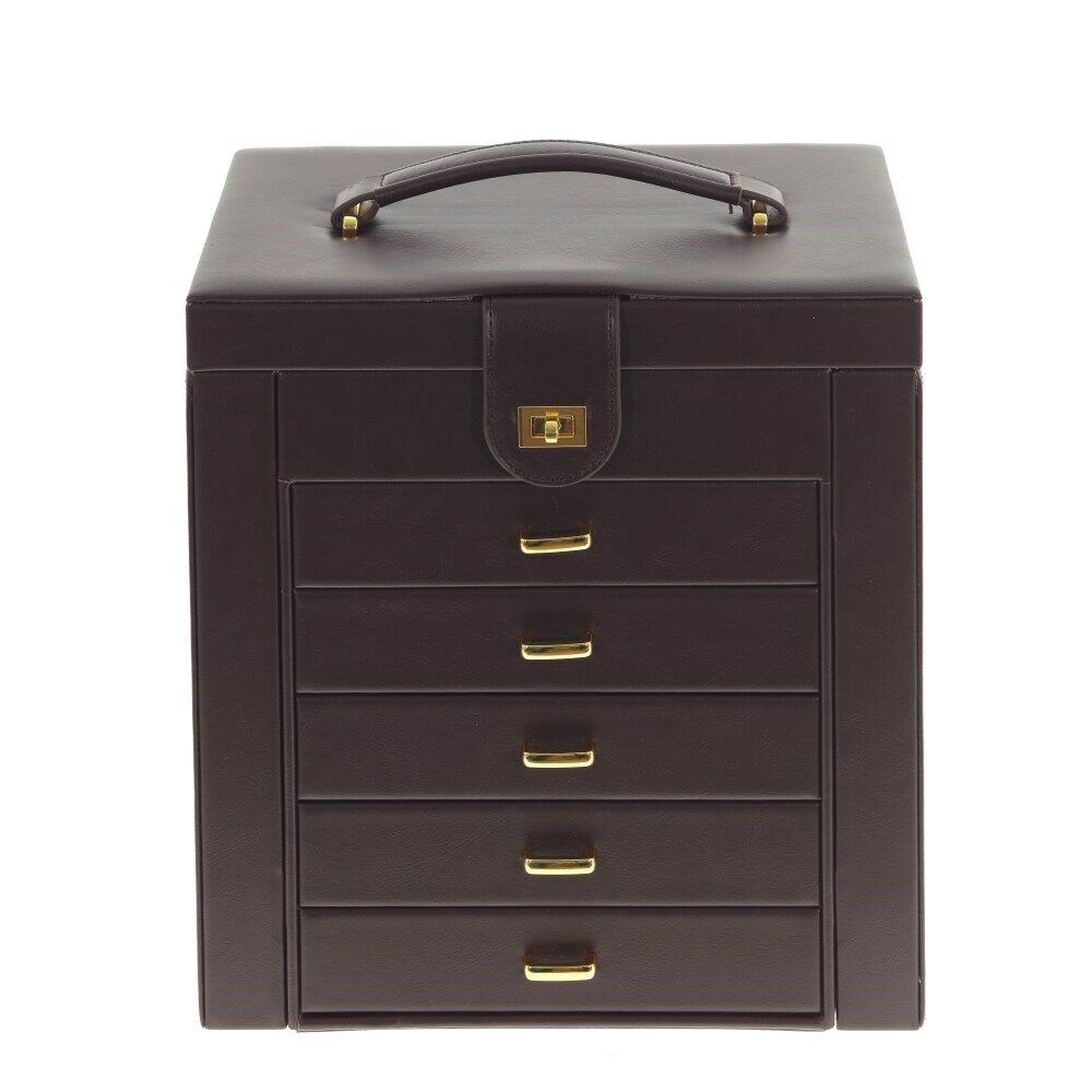 Шкатулка многоярусная для украшений, органайзер для хранения ювелирных изделий, колец, аксессуаров с замком, деревянная 28 х 17 х 30 см