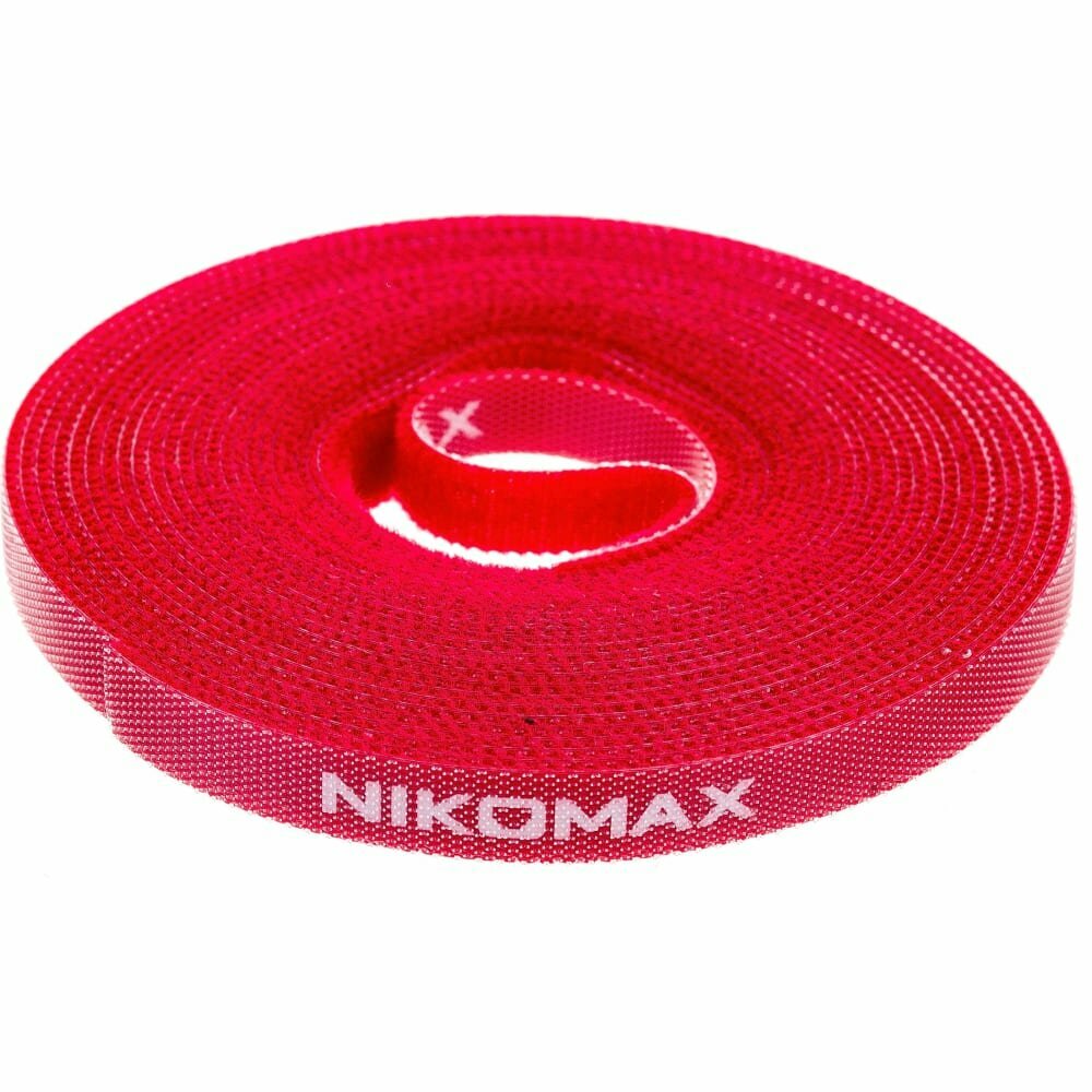 NIKOMAX Стяжка-липучка нарезаемая, в рулоне 5м, ширина 9мм, красная NMC-CTV05M-09-RL-RD