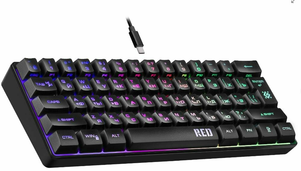 Игровая клавиатура для компьютера Defender Red мембранная (60%)