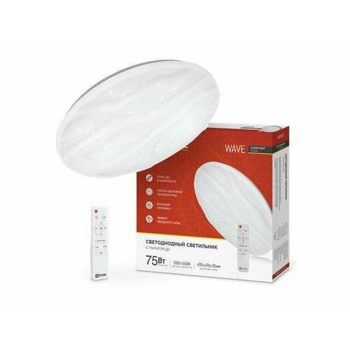 ASD/inHome светильник светодиодн. управляемый 75W(6000lm) 2K-4K-6K d500x85 пульт ДУ COMFORT WAVE 4836 (арт. 800855)