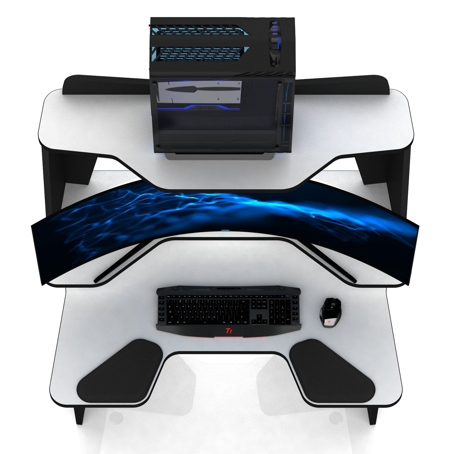 Геймерские игровые столы и кресла Геймерский компьютерный стол DX BIG COMFORT SOFT белый — фото 1