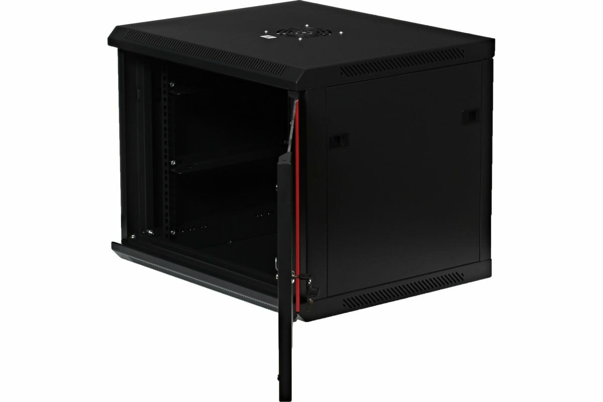 Шкаф настенный 19", 9U W&T 600x500 мм, дверь стекло, цвет черный. Без вент. - фото №8