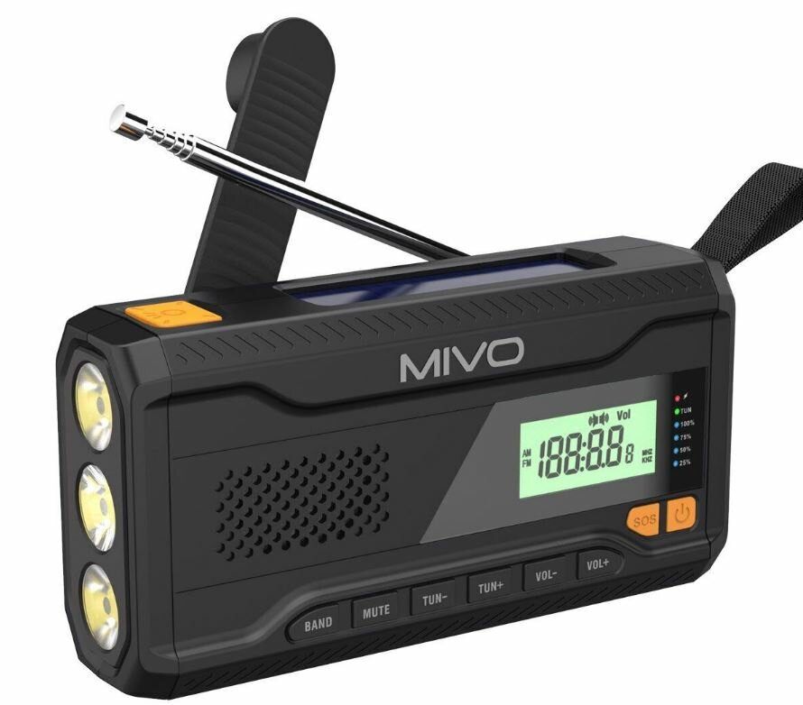 Радиоприемник аварийный многофункциональный Mivo MR-001 черный