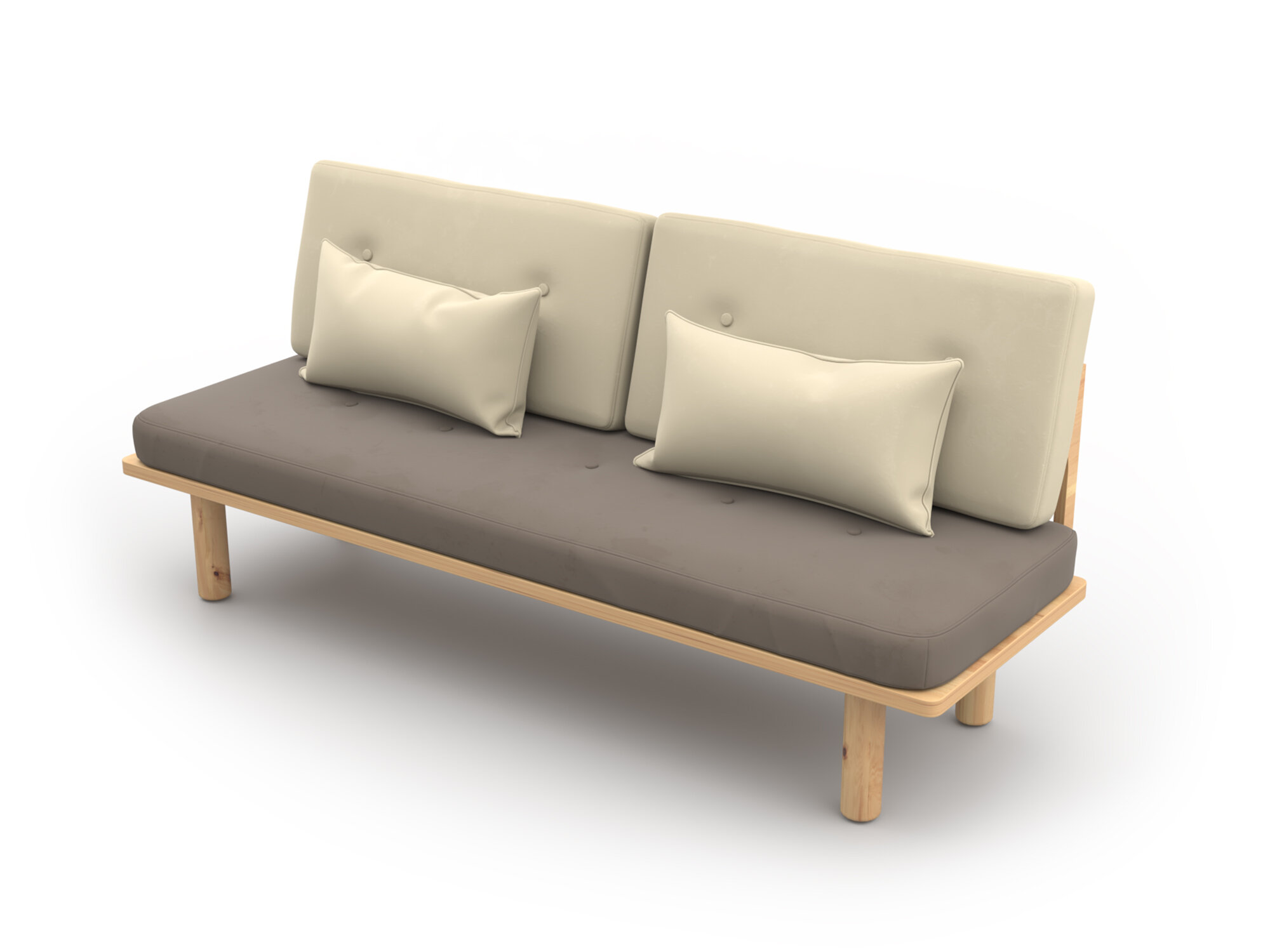 Деревянный диван кушетка Soft Element Троя, велюр, коричневый, стиль скандинавский лофт, на кухню, в прихожую, дачный, в баню
