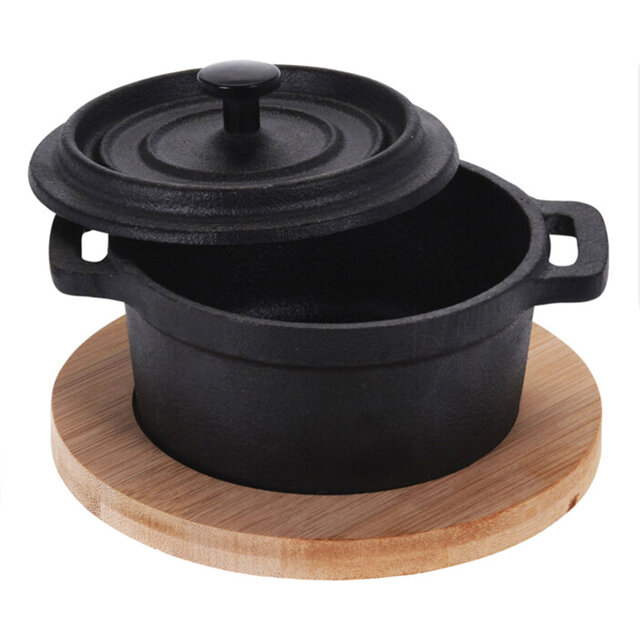 фото Koopman Кокотница чугунная с крышкой Тарти на бамбуковой подставке 270 мл 278000560