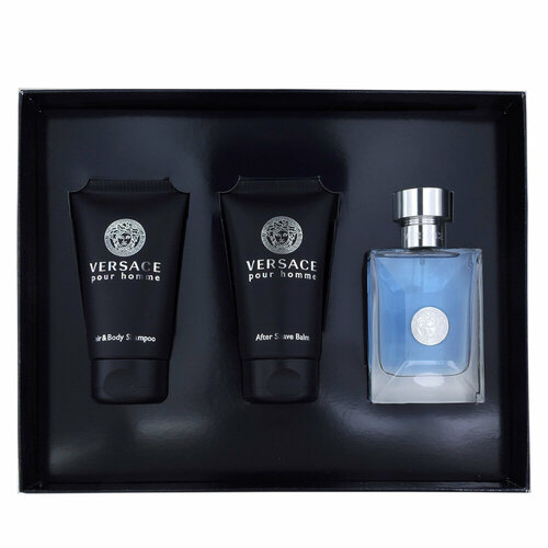 Туалетная вода Versace Pour Homme набор 2023 (50 мл + 50 мл + 50 мл) versace мужской versace pour homme набор туалетная вода 50мл бальзам после бритья 50мл гель для душа 50мл