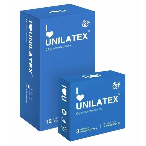 Презервативы Unilatex Natural Plain 12 шт. + 3 шт в подарок