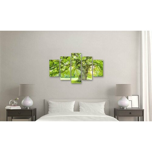 Модульная картина на холсте | Diva Kartina | Природа. Зеленое дерево | 150X90 см
